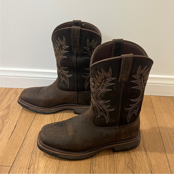 Ariat Work Boots - Men’s 9.5 EE - Leather Waterproof Square Toe - Picture 3 of 9